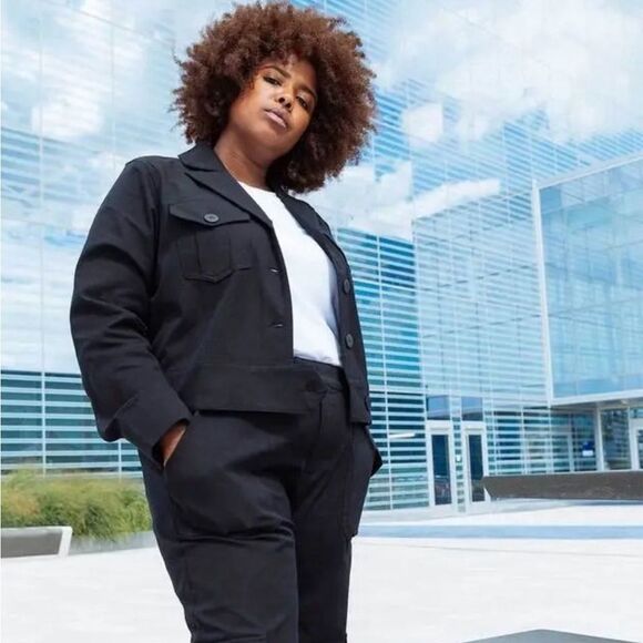 NWT Universal Standard Chelsea Stretch Cotton Twill Jacket Black Size Small (XL) - Picture 2 of 9